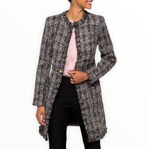 DKNY Black Long Tweed Topper Jacket